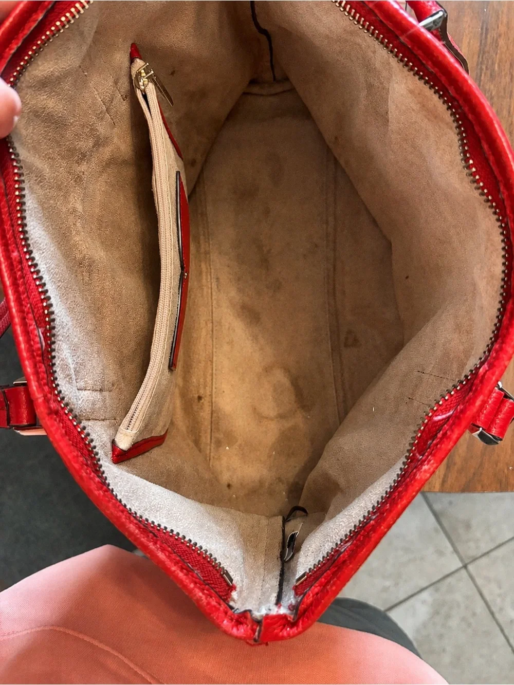 kate spade Red Pebbled Leather Shoulder Tote